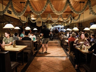 Patrons dine at Bavarian Brauhaus in downtown Bryan