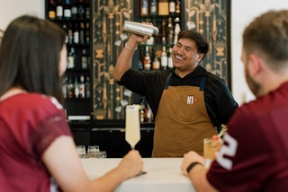 Couple sitting at Station 36 in Bryan, Texas